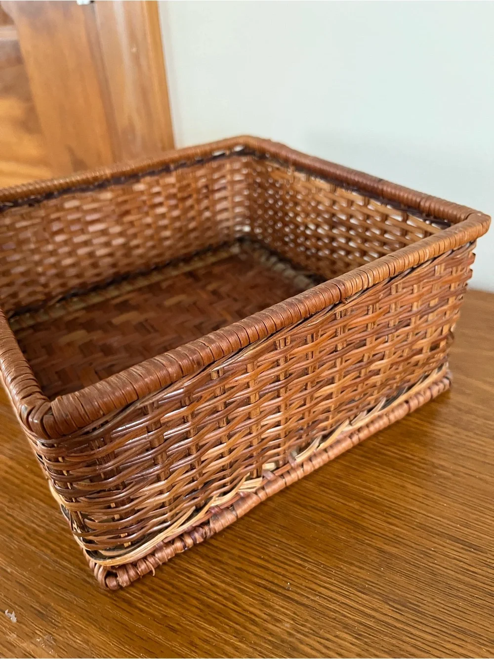 Woven Rattan Square Storage Basket - Brown
